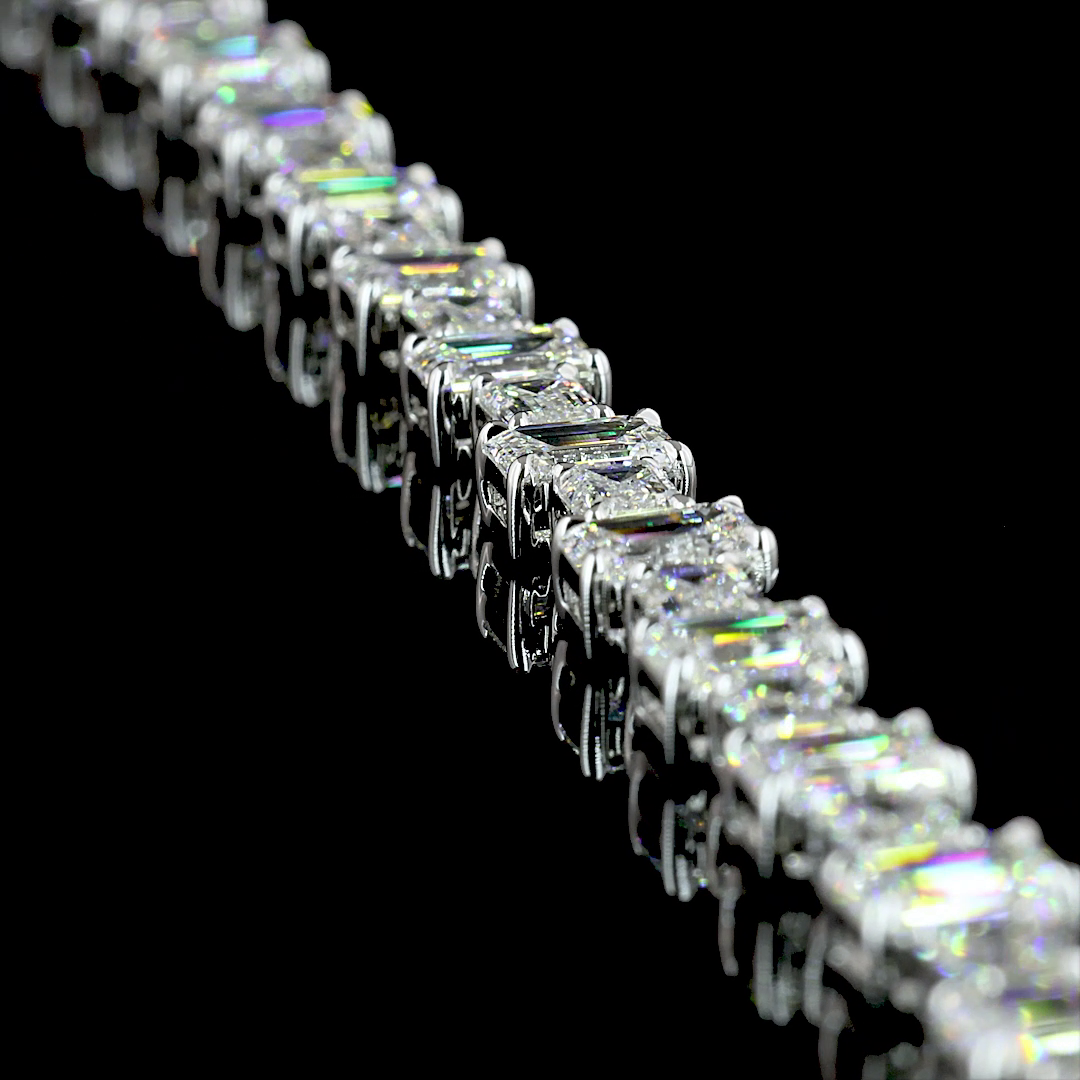 36.11 CTTW Emerald Lab Diamond Station Necklace 16" 14k White Gold E Color and VS Clarity jewelry-spot-usa