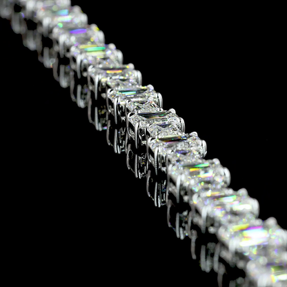 36.11 CTTW Emerald Lab Diamond Station Necklace 16" 14k White Gold E Color and VS Clarity jewelry-spot-usa