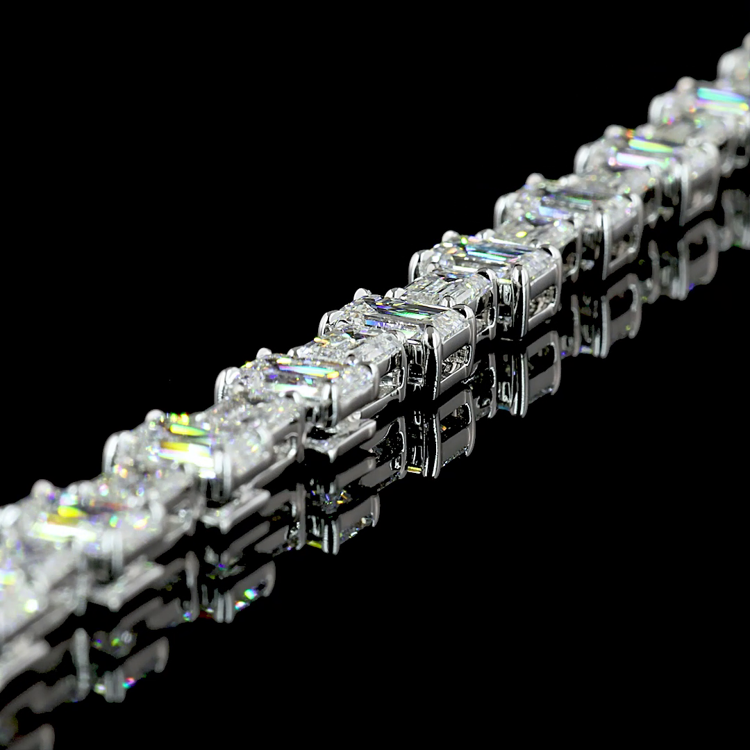 36.11 CTTW Emerald Lab Diamond Station Necklace 16" 14k White Gold E Color and VS Clarity jewelry-spot-usa