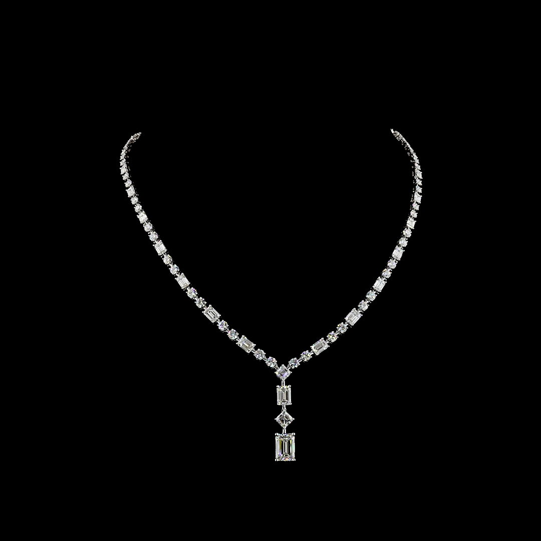 16.20 CTTW MIX Lab Diamond Lariat Necklace 15.75" (E Color and VVS2 Clarity)