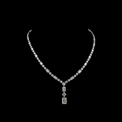 16.20 CTTW MIX Lab Diamond Lariat Necklace 15.75" (E Color and VVS2 Clarity)