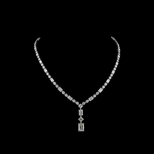 16.20 CTTW MIX Lab Diamond Lariat Necklace 15.75" (E Color and VVS2 Clarity)