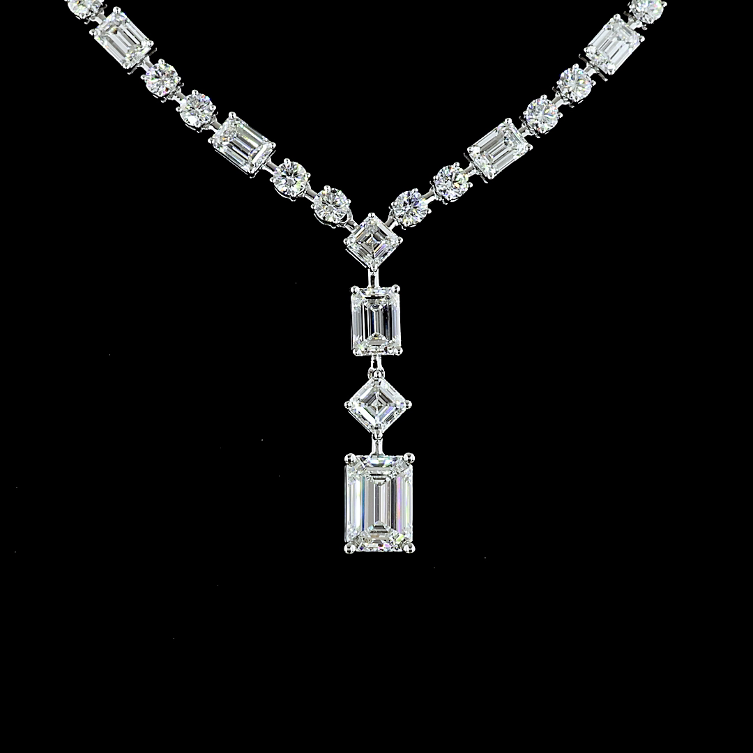 16.20 CTTW MIX Lab Diamond Lariat Necklace 15.75" (E Color and VVS2 Clarity)
