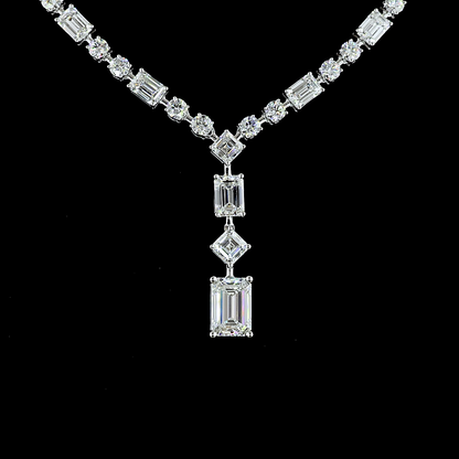16.20 CTTW MIX Lab Diamond Lariat Necklace 15.75" (E Color and VVS2 Clarity)