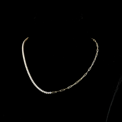 5.04 CTTW Round Lab Diamond Tennis Necklace 16" 14k Yellow Gold E Color and VS Clarity jewelry-spot-usa