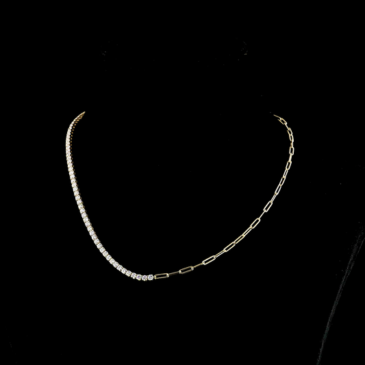 5.04 CTTW Round Lab Diamond Tennis Necklace 16" 14k Yellow Gold E Color and VS Clarity jewelry-spot-usa