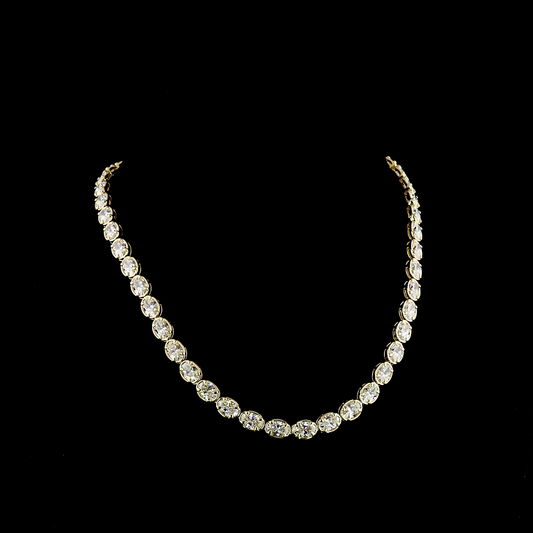 33.87 CTTW Oval Lab Diamond Tennis Necklace 16" (F Color and VS1 Clarity)