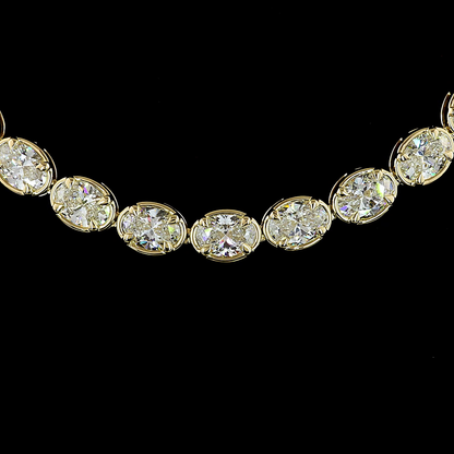 33.87 CTTW Oval Lab Diamond Tennis Necklace 16" (F Color and VS1 Clarity)