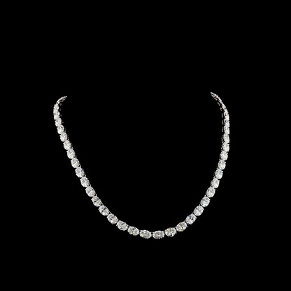 40.40 CTTW Oval Lab Diamond Tennis Necklace 16" 14k White Gold F Color and VS2 Clarity jewelry-spot-usa