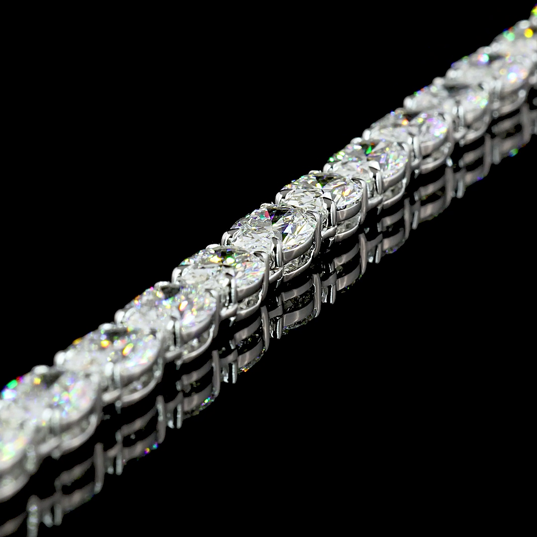40.40 CTTW Oval Lab Diamond Tennis Necklace 16" 14k White Gold F Color and VS2 Clarity jewelry-spot-usa