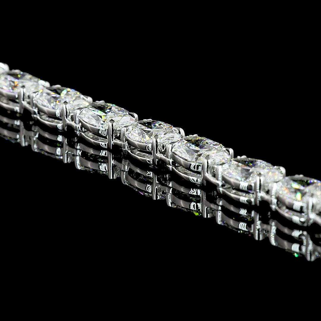 40.40 CTTW Oval Lab Diamond Tennis Necklace 16" 14k White Gold F Color and VS2 Clarity jewelry-spot-usa