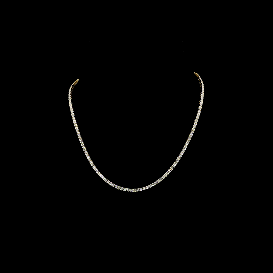 7.89 CTTW Round Lab Diamond Tennis Necklace 16.5" 14k Yellow Gold E Color and VS2 Clarity jewelry-spot-usa