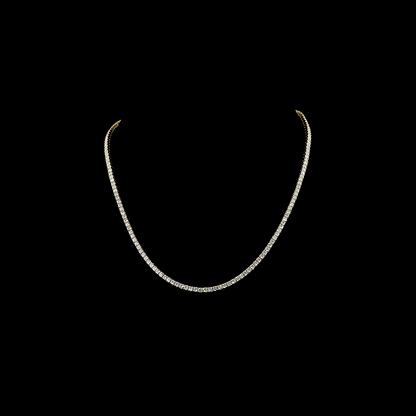 7.89 CTTW Round Lab Diamond Tennis Necklace 16.5" 14k Yellow Gold E Color and VS2 Clarity jewelry-spot-usa