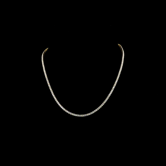 7.89 CTTW Round Lab Diamond Tennis Necklace 16.5" 14k Yellow Gold E Color and VS2 Clarity jewelry-spot-usa