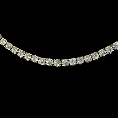 7.89 CTTW Round Lab Diamond Tennis Necklace 16.5" 14k Yellow Gold E Color and VS2 Clarity jewelry-spot-usa