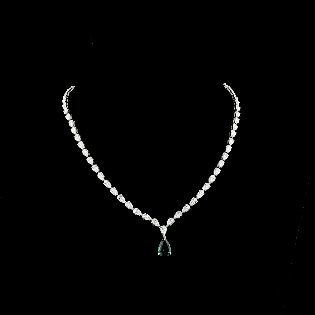 19.10 CTTW Pear Lab Diamond Lariat Necklace 15.5" (VS1 Clarity)