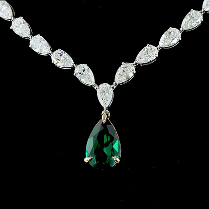 19.10 CTTW Pear Lab Diamond Lariat Necklace 15.5" (VS1 Clarity)