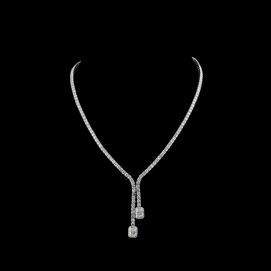 14.70 CTTW MIX Lab Diamond Lariat Necklace 16" (E Color and VS1 Clarity)