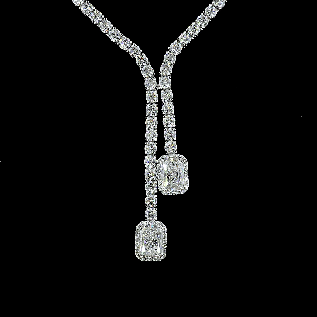 14.70 CTTW MIX Lab Diamond Lariat Necklace 16" (E Color and VS1 Clarity)