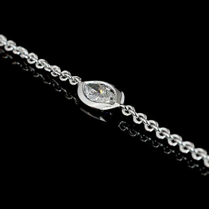 3.14 CTTW Marquise Lab Diamond Station Necklace 18" 14k White Gold E Color and VS1 Clarity jewelry-spot-usa