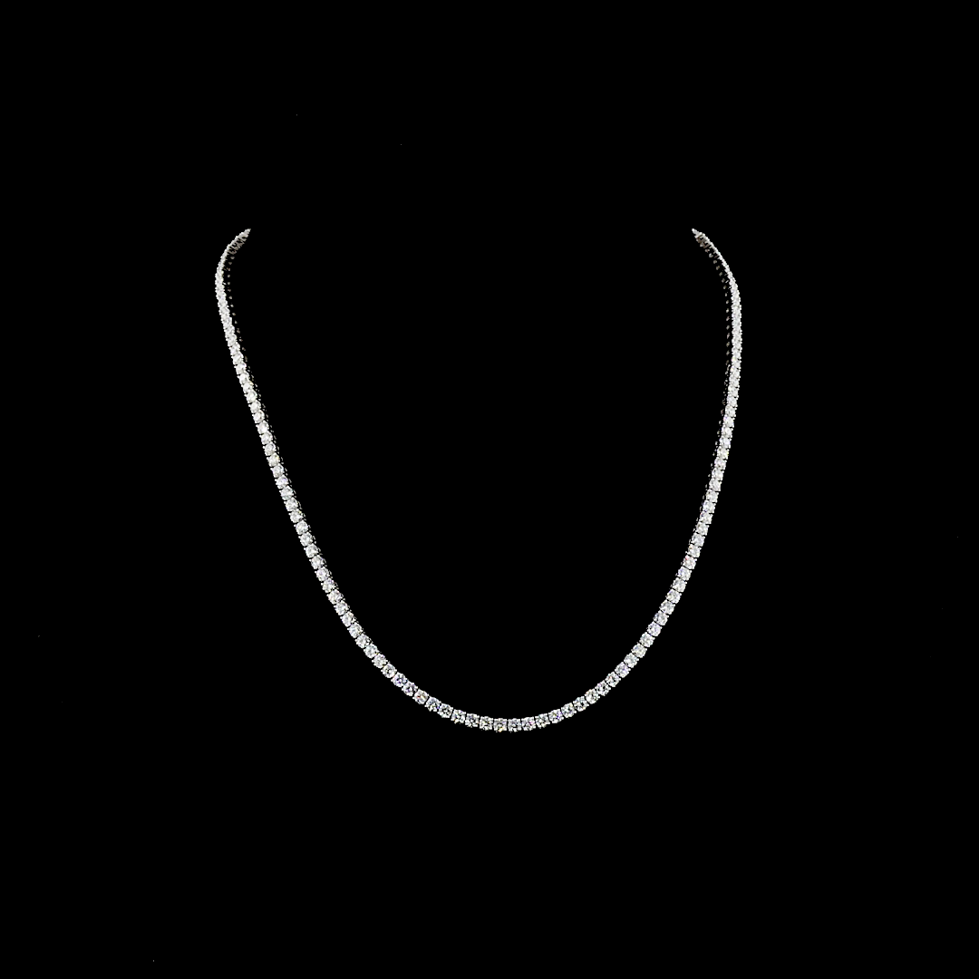 14.05 CTTW Round Lab Diamond Tennis Necklace 16.5" 14k White Gold E Color and VS2 Clarity jewelry-spot-usa