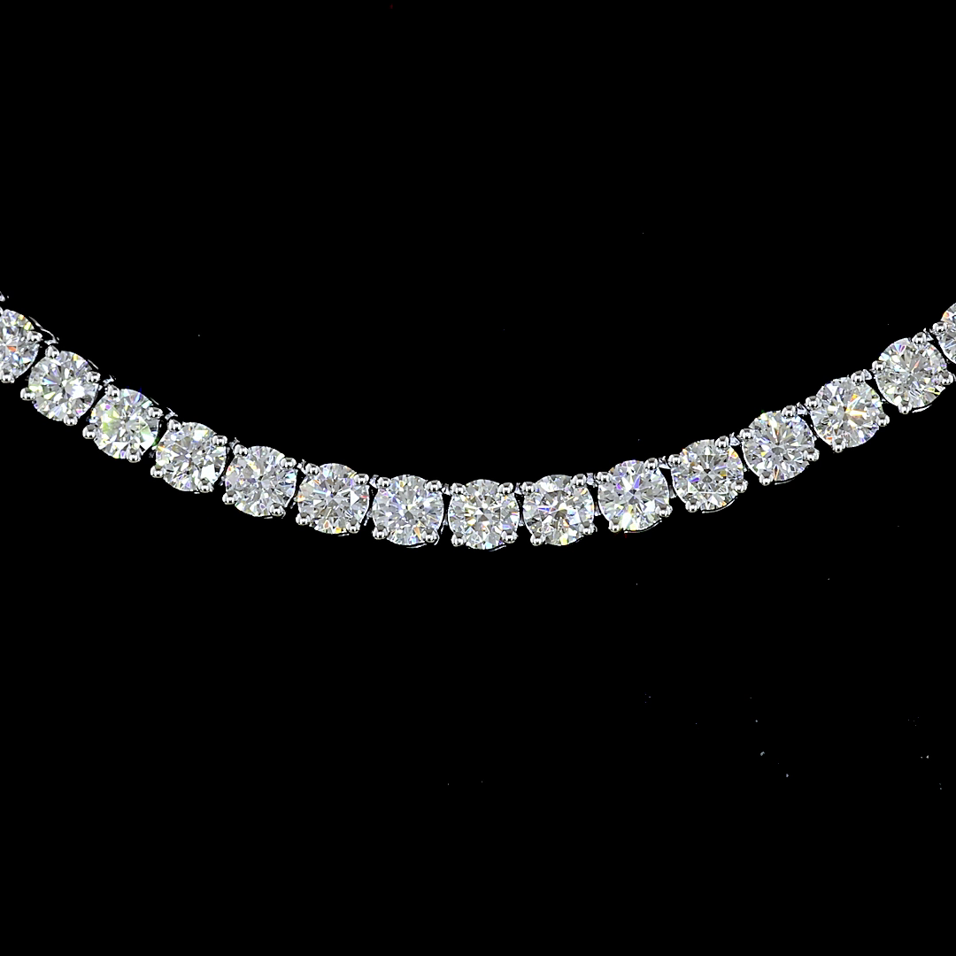 14.05 CTTW Round Lab Diamond Tennis Necklace 16.5" 14k White Gold E Color and VS2 Clarity jewelry-spot-usa