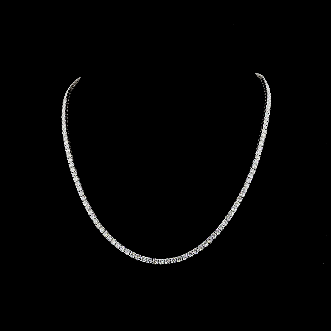 12.56 CTTW Round Lab Diamond Tennis Necklace 16.5" 14k White Gold E Color and VS Clarity jewelry-spot-usa
