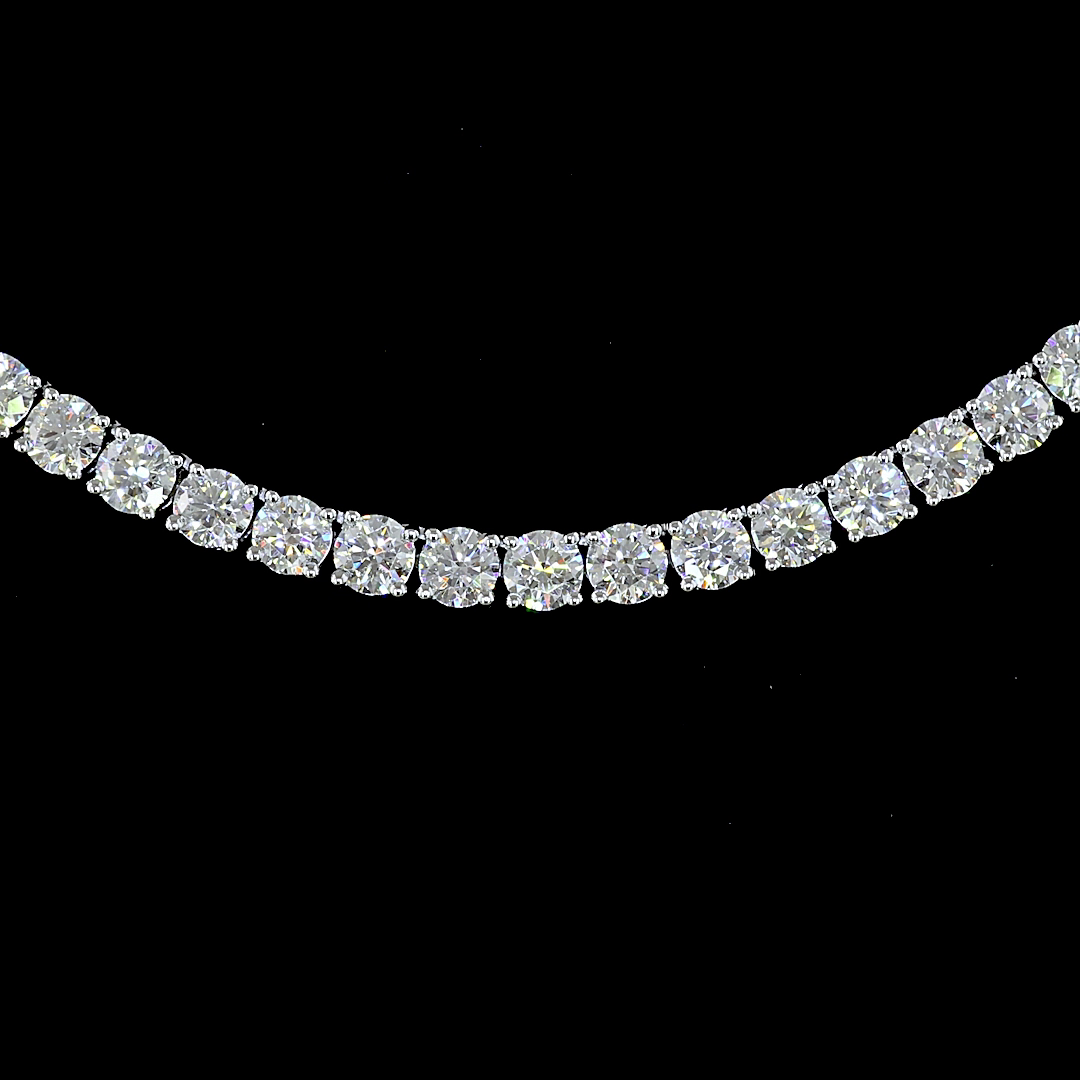12.56 CTTW Round Lab Diamond Tennis Necklace 16.5" 14k White Gold E Color and VS Clarity jewelry-spot-usa