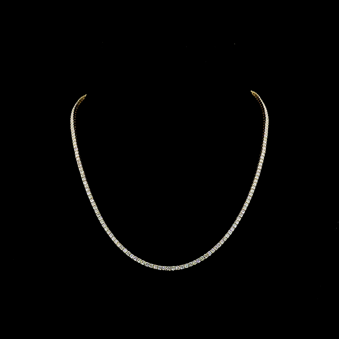 7.17 CTTW Round Lab Diamond Tennis Necklace 16.5" 14k Yellow Gold E Color and VS Clarity jewelry-spot-usa