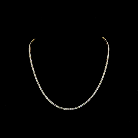 7.17 CTTW Round Lab Diamond Tennis Necklace 16.5" 14k Yellow Gold E Color and VS Clarity jewelry-spot-usa