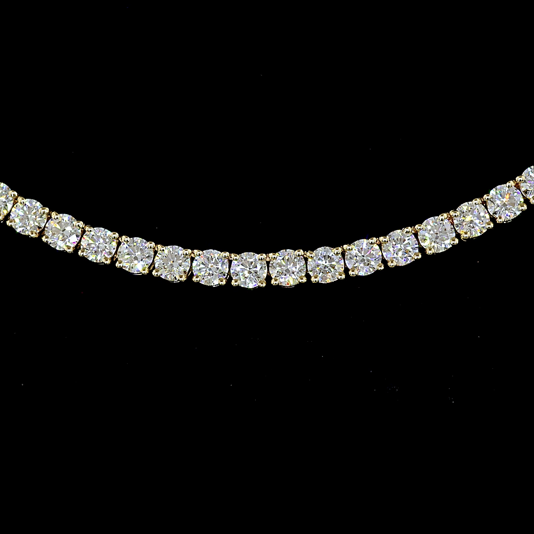 7.17 CTTW Round Lab Diamond Tennis Necklace 16.5" 14k Yellow Gold E Color and VS Clarity jewelry-spot-usa