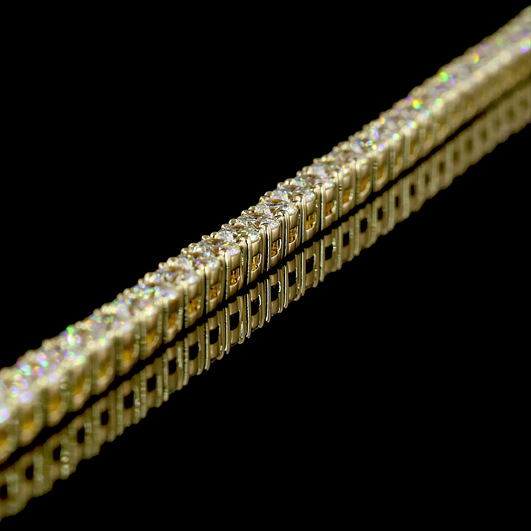 7.17 CTTW Round Lab Diamond Tennis Necklace 16.5" 14k Yellow Gold E Color and VS Clarity jewelry-spot-usa