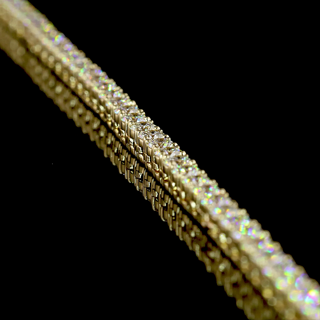 7.17 CTTW Round Lab Diamond Tennis Necklace 16.5" 14k Yellow Gold E Color and VS Clarity jewelry-spot-usa