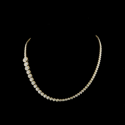 10.06 CTTW Round Lab Diamond Riviera Necklace 16.5" 14k Yellow Gold