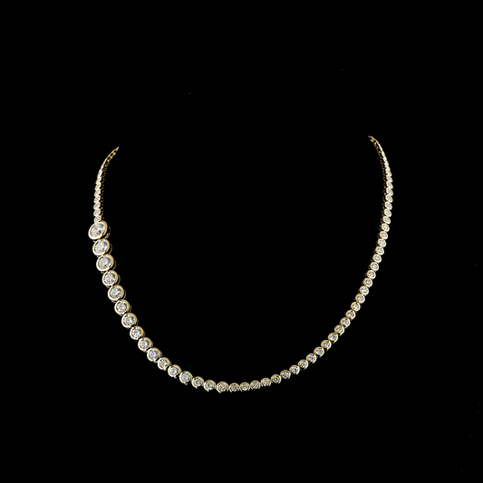 10.06 CTTW Round Lab Diamond Riviera Necklace 16.5" 14k Yellow Gold