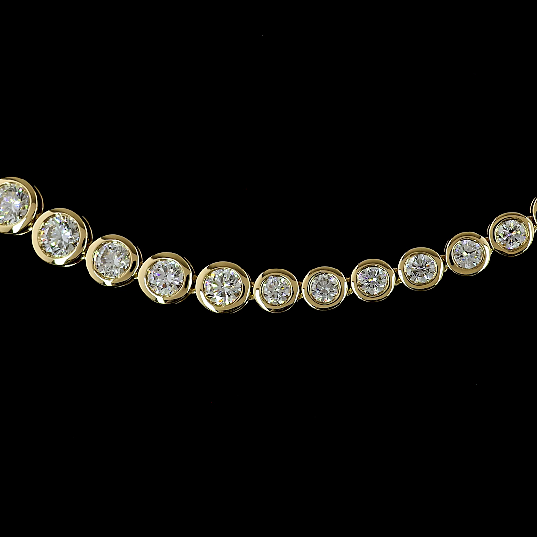 10.06 CTTW Round Lab Diamond Riviera Necklace 16.5" 14k Yellow Gold