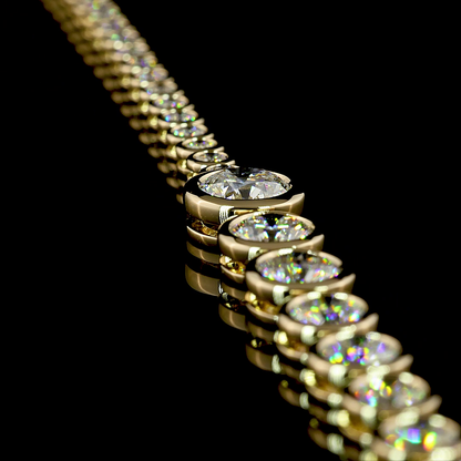10.06 CTTW Round Lab Diamond Riviera Necklace 16.5" 14k Yellow Gold