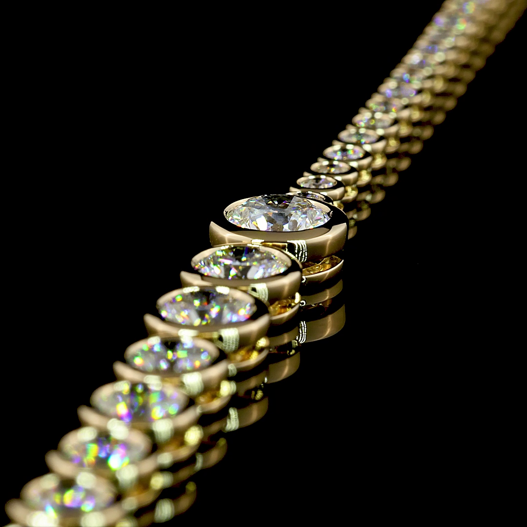 10.06 CTTW Round Lab Diamond Riviera Necklace 16.5" 14k Yellow Gold