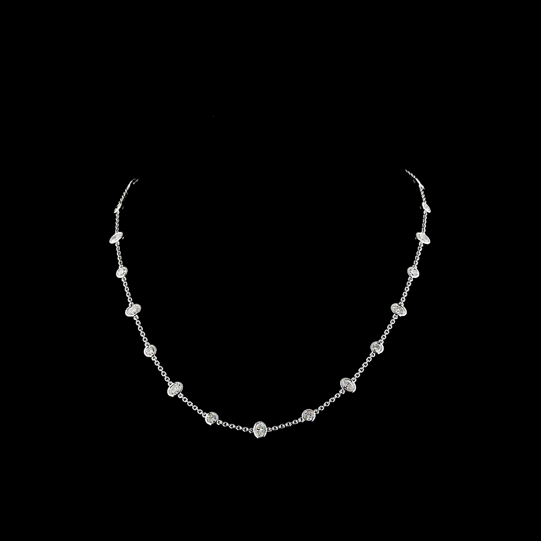 4.26 CTTW Oval Lab Diamond Station Necklace (E Color and VS2 Clarity)