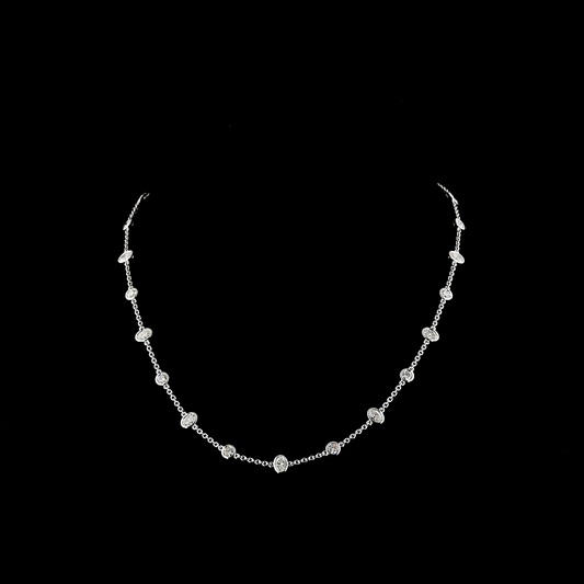 4.26 CTTW Oval Lab Diamond Station Necklace (E Color and VS2 Clarity)