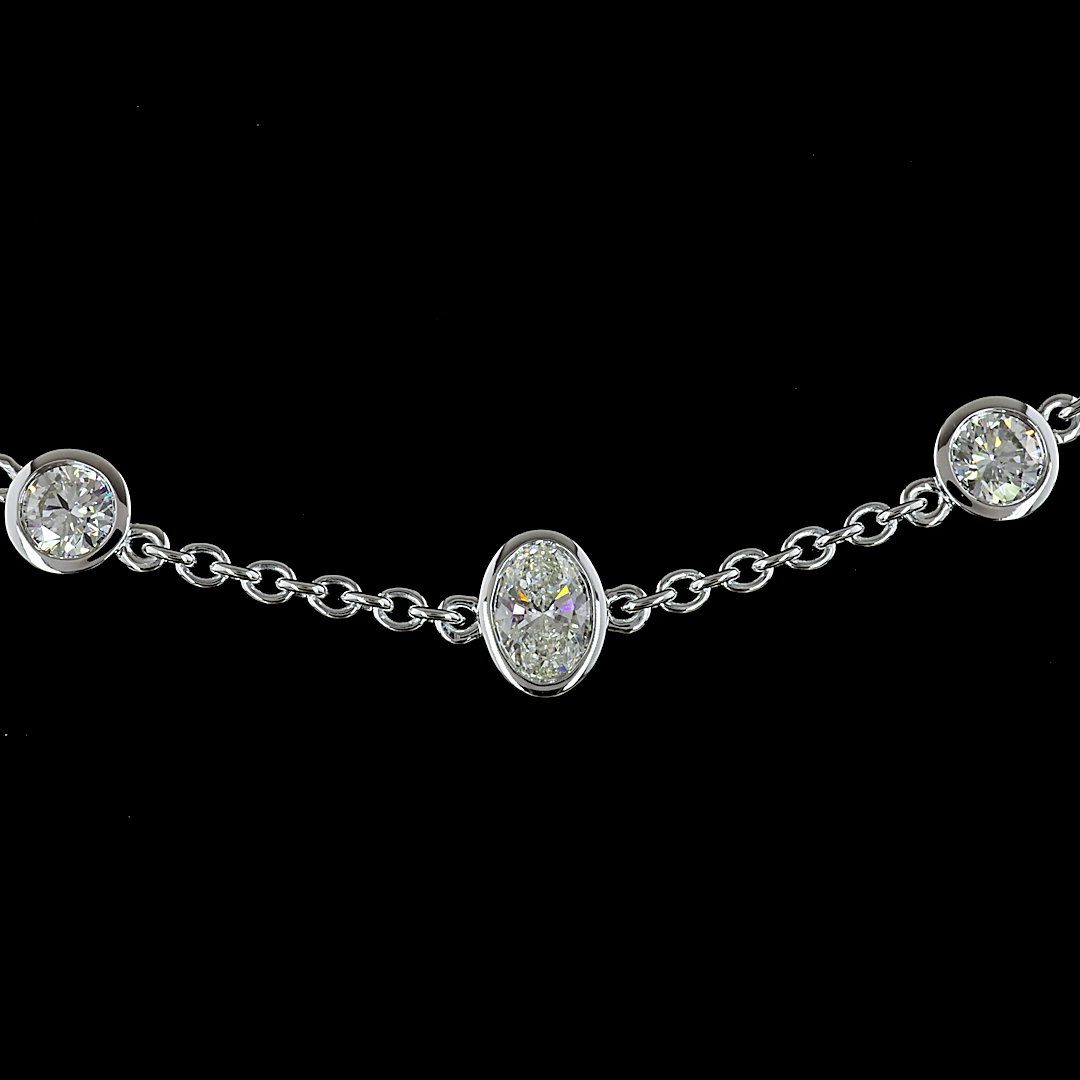 4.26 CTTW Oval Lab Diamond Station Necklace 16.5" (E Color and VS2 Clarity)