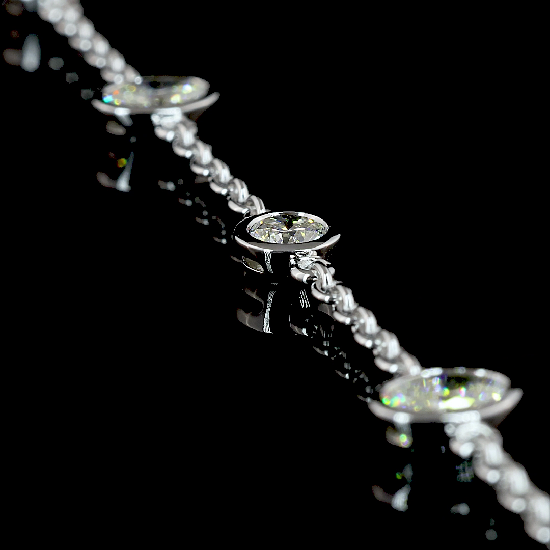 4.26 CTTW Oval Lab Diamond Station Necklace (E Color and VS2 Clarity)