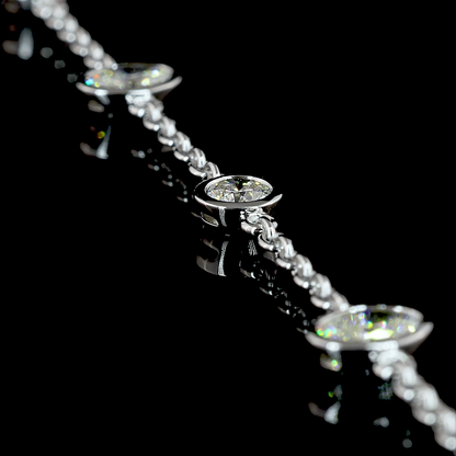 4.26 CTTW Oval Lab Diamond Station Necklace (E Color and VS2 Clarity)