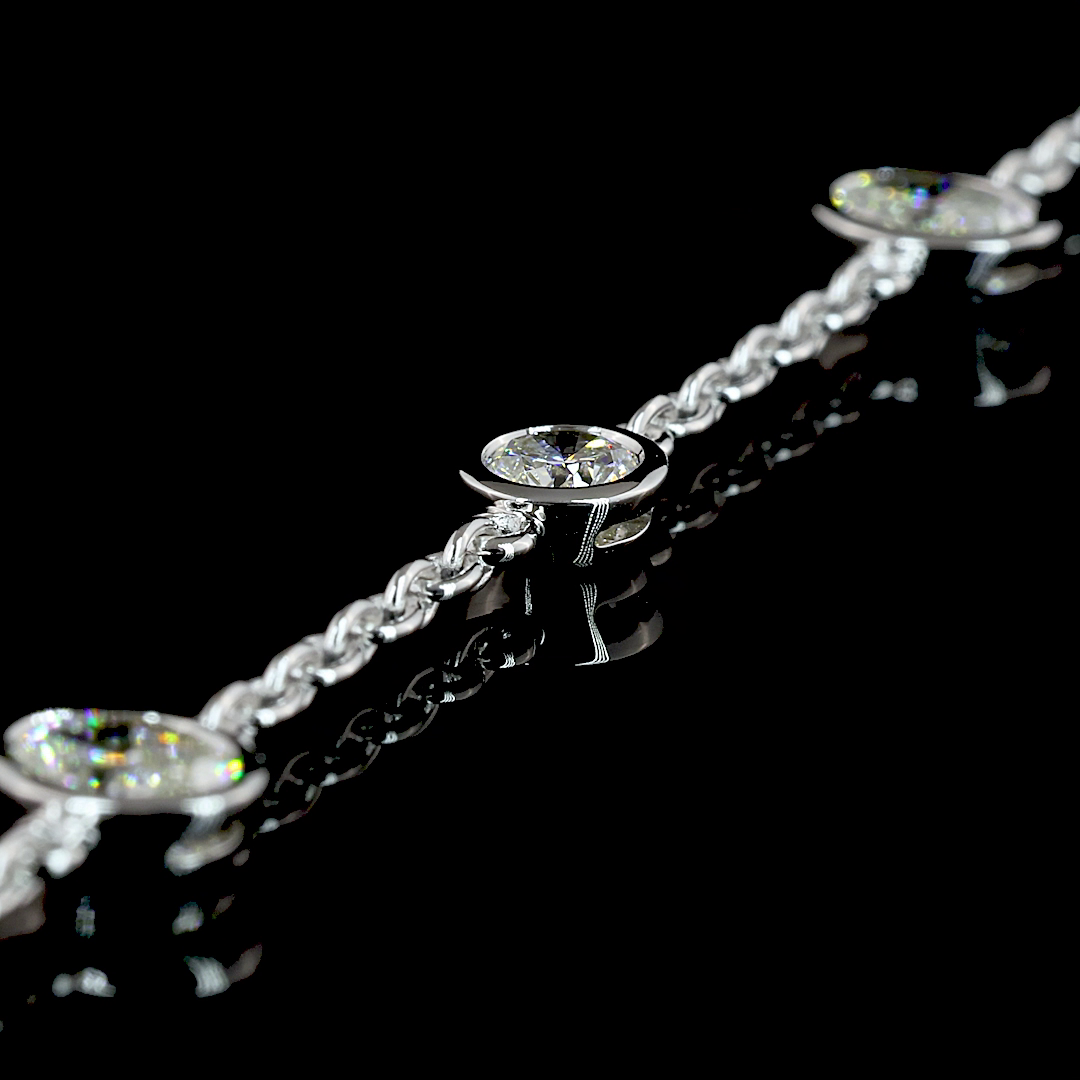 4.26 CTTW Oval Lab Diamond Station Necklace (E Color and VS2 Clarity)