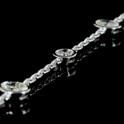 4.26 CTTW Oval Lab Diamond Station Necklace (E Color and VS2 Clarity)