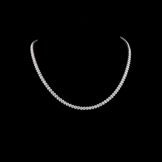 10.35 CTTW Oval Lab Diamond Tennis Necklace (F Color and VS2 Clarity)