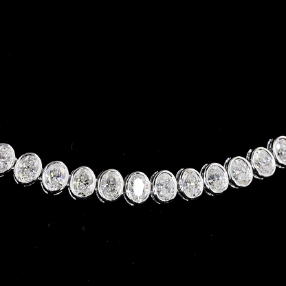 10.35 CTTW Oval Lab Diamond Tennis Necklace (F Color and VS2 Clarity)