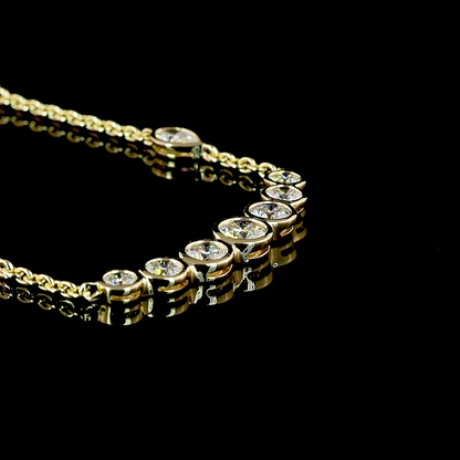 3.14 CTTW MIX Lab Diamond Station Necklace 16.5" 14k Yellow Gold E Color and VS2 Clarity jewelry-spot-usa