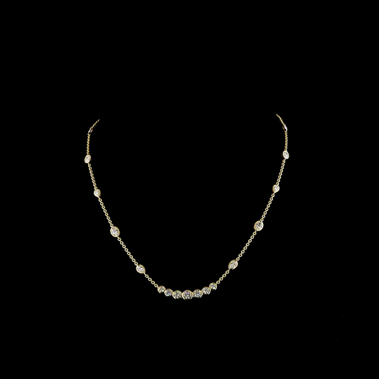 3.14 CTTW Round Lab Diamond Station Necklace 16.5" 14k Yellow Gold E Color and VS Clarity jewelry-spot-usa