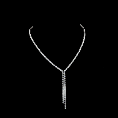 13.74 CTTW Oval Lab Diamond Lariat Necklace 16.5" (E Color and VS2 Clarity)